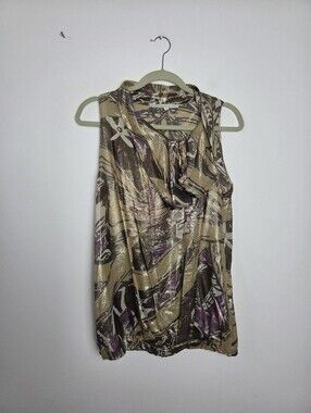 Aquilano Rimondi Silk Gold Camisole Top  Abstract Designer Contemporary Medium